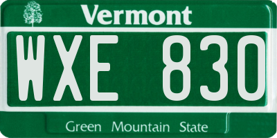 VT license plate WXE830