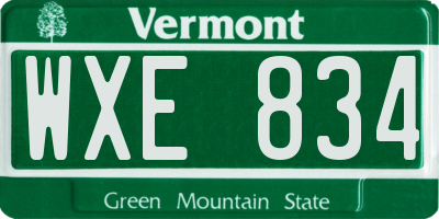 VT license plate WXE834