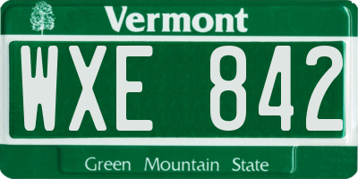 VT license plate WXE842