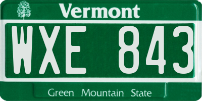 VT license plate WXE843
