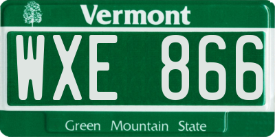 VT license plate WXE866
