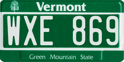VT license plate WXE869