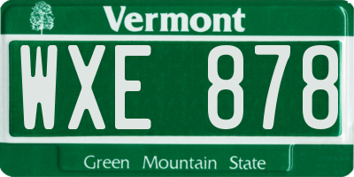VT license plate WXE878