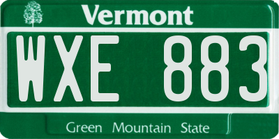 VT license plate WXE883