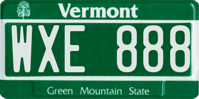 VT license plate WXE888