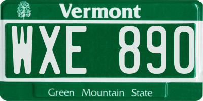 VT license plate WXE890
