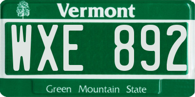 VT license plate WXE892