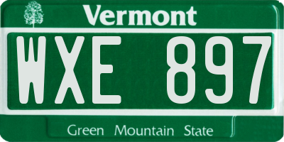 VT license plate WXE897