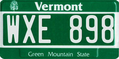 VT license plate WXE898