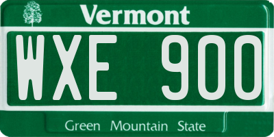 VT license plate WXE900