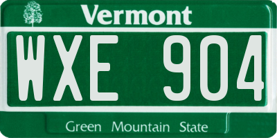 VT license plate WXE904