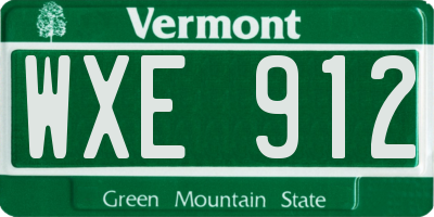 VT license plate WXE912