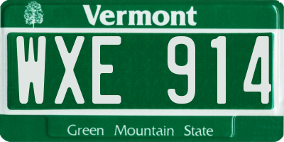 VT license plate WXE914