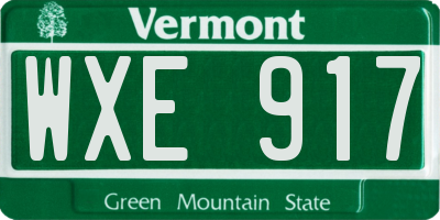 VT license plate WXE917