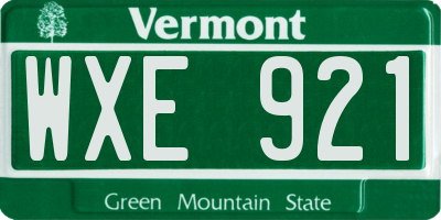 VT license plate WXE921