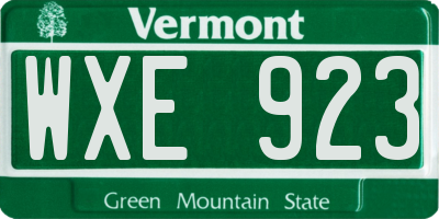 VT license plate WXE923