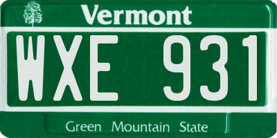 VT license plate WXE931