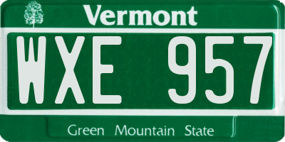 VT license plate WXE957