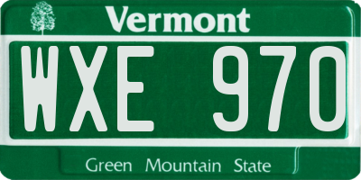 VT license plate WXE970