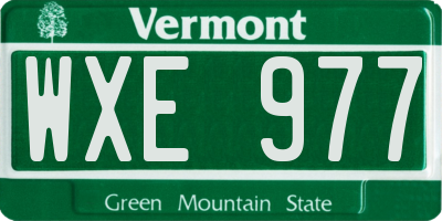 VT license plate WXE977