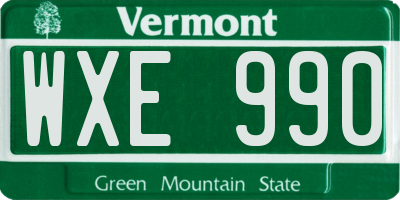 VT license plate WXE990