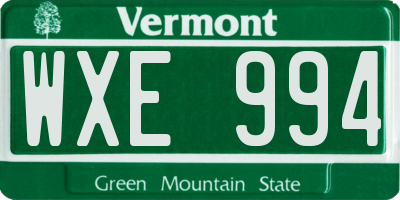VT license plate WXE994