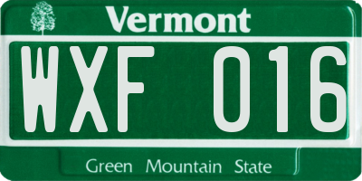 VT license plate WXF016