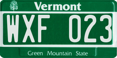 VT license plate WXF023