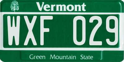 VT license plate WXF029