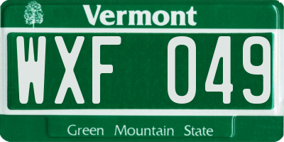 VT license plate WXF049