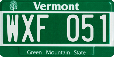 VT license plate WXF051