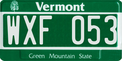 VT license plate WXF053
