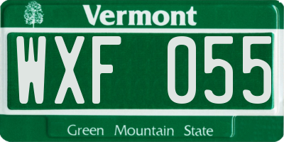 VT license plate WXF055