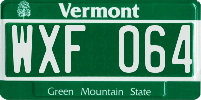 VT license plate WXF064