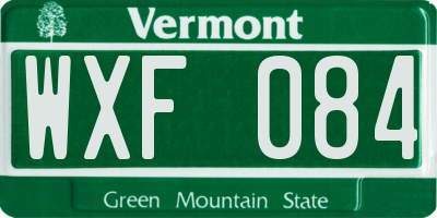 VT license plate WXF084
