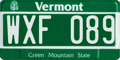 VT license plate WXF089