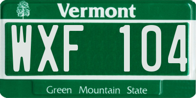 VT license plate WXF104