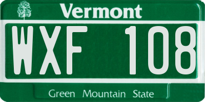 VT license plate WXF108