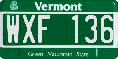 VT license plate WXF136