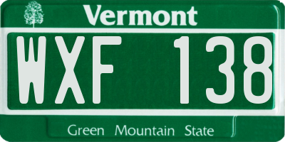 VT license plate WXF138