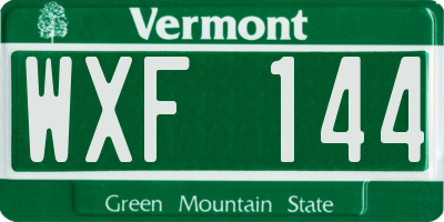 VT license plate WXF144