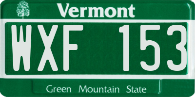 VT license plate WXF153