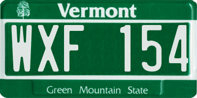 VT license plate WXF154
