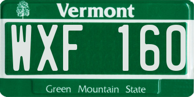 VT license plate WXF160