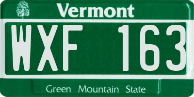 VT license plate WXF163
