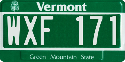 VT license plate WXF171
