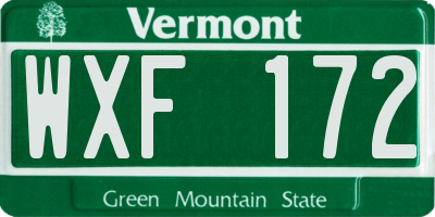 VT license plate WXF172
