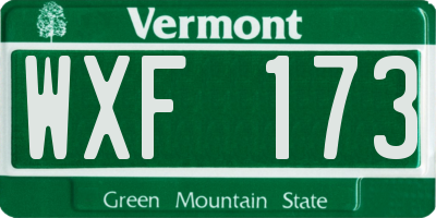 VT license plate WXF173