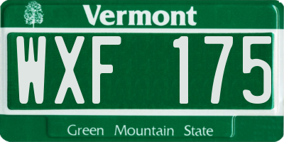 VT license plate WXF175