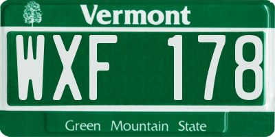VT license plate WXF178